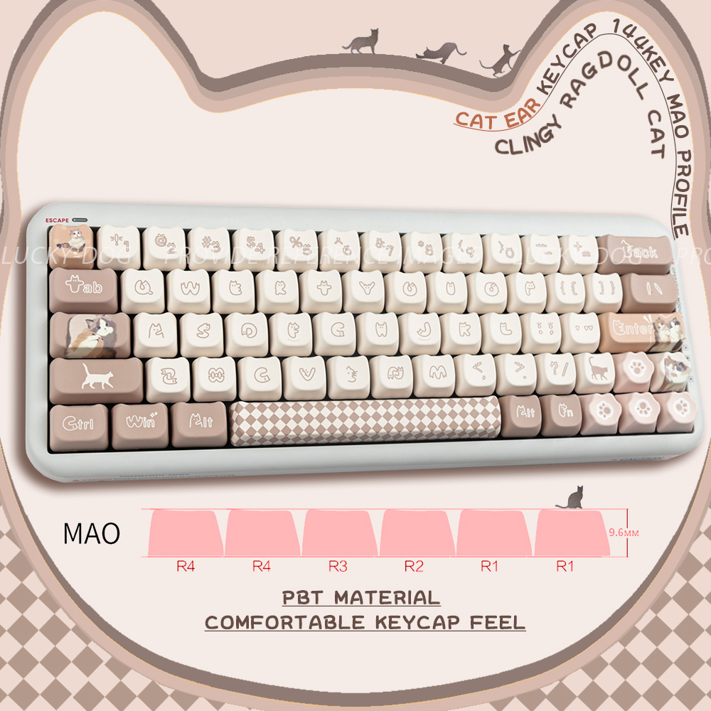 SOA Profile Gradient Panda Keycaps 142Keys/Set PBT Full Key Five-sided ...