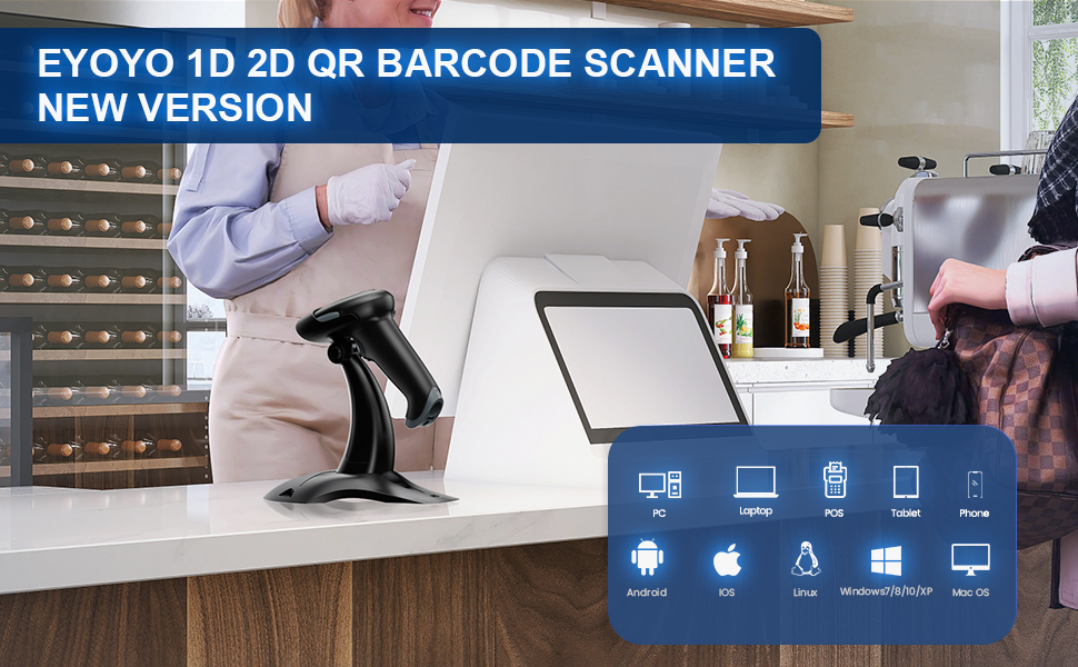 [Super cost-effective][3 in1 bluetooth 2D scanner with stand]Eyoyo EY ...