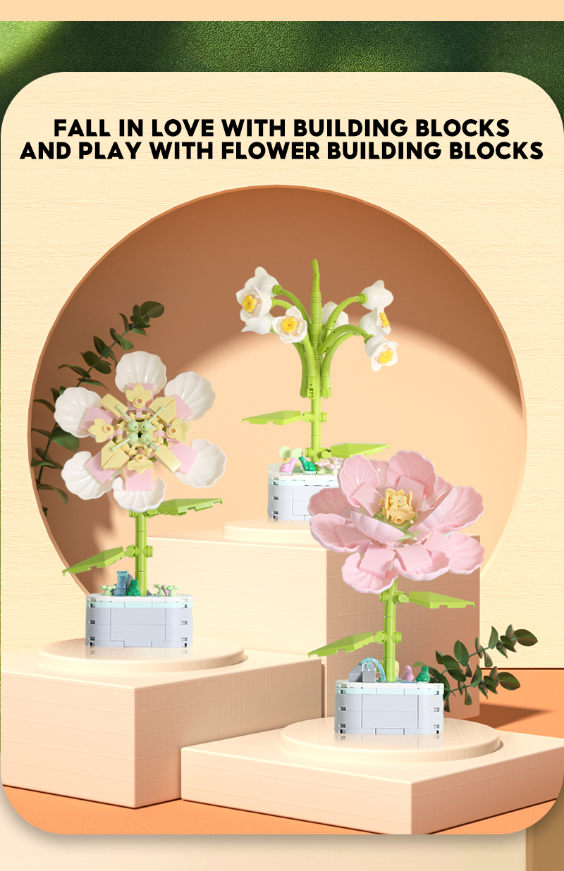 [Ready Stock] SunFlower Building Block Rose Flower Assembling Creative ...