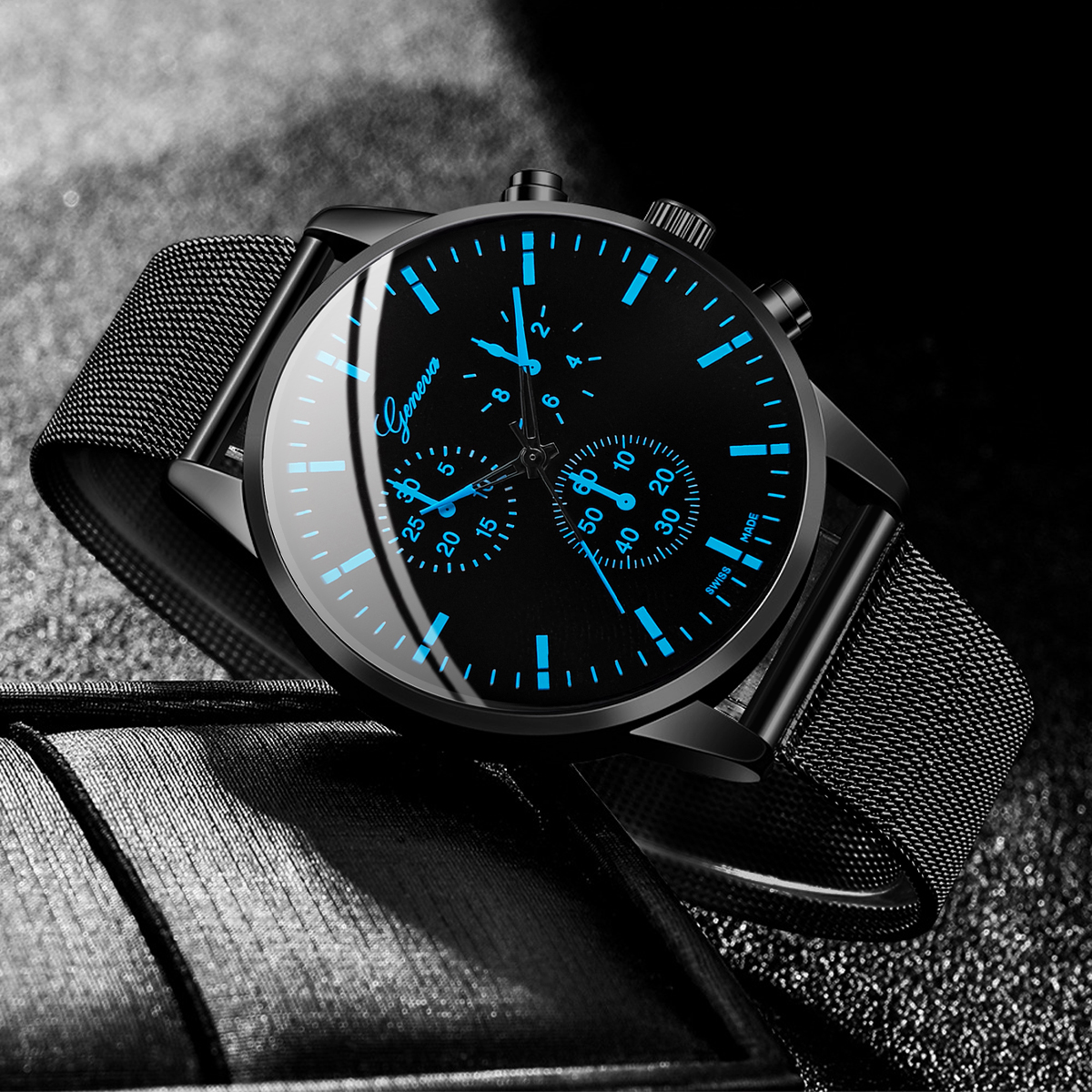 Sophisticated Men's Business Watch Set - Mesh Quartz Watch & Crown ...