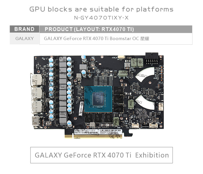 Bykski GPU Water Block for Galax GeForce RTX 4070 Ti Boomstar OC Video ...