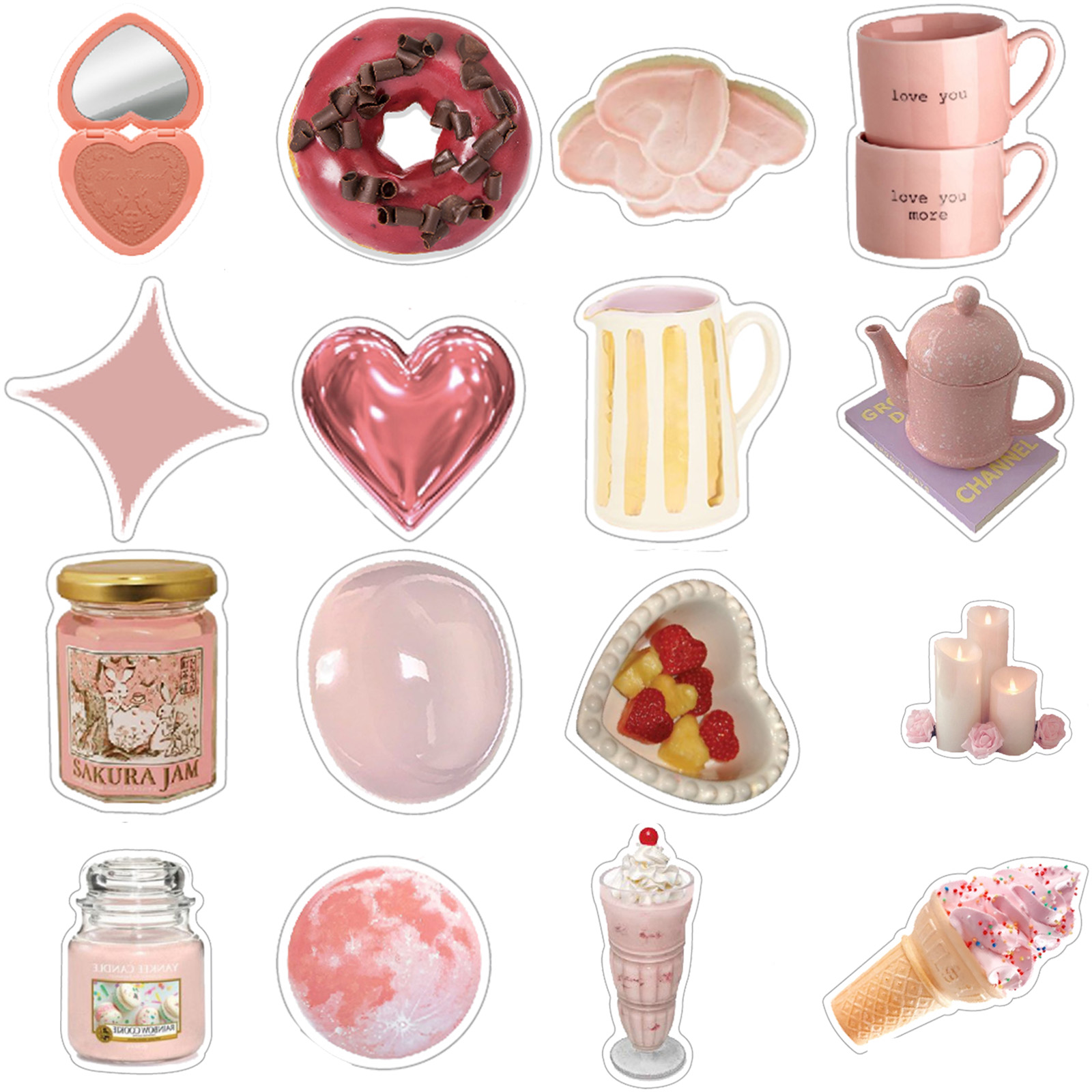 70 pcs Unique Creative Pink Doodle Stickers, Cute Pretty Cool ...