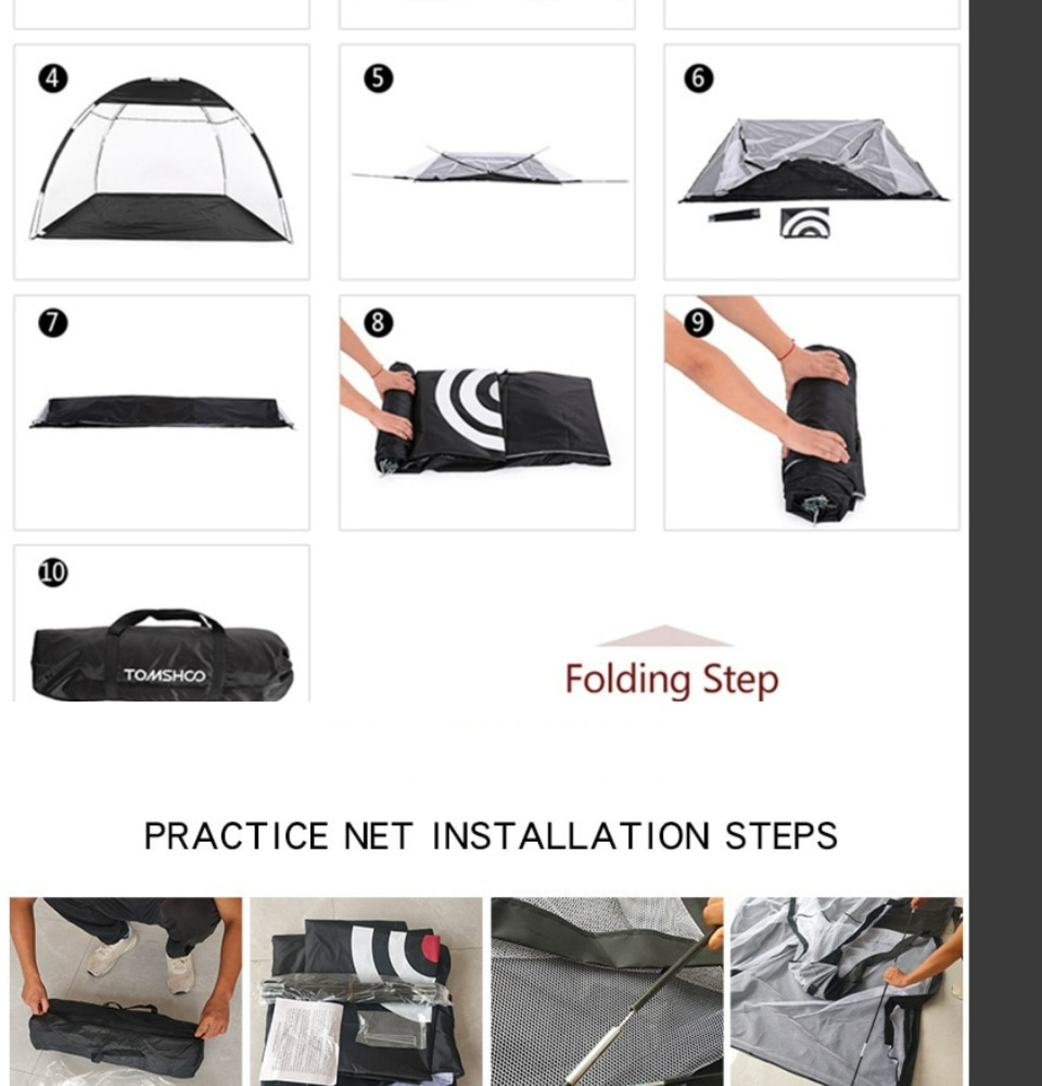 Indoor Outdoor Golf Tent Practice Hitting 1M/2M/3M Net Portable ...