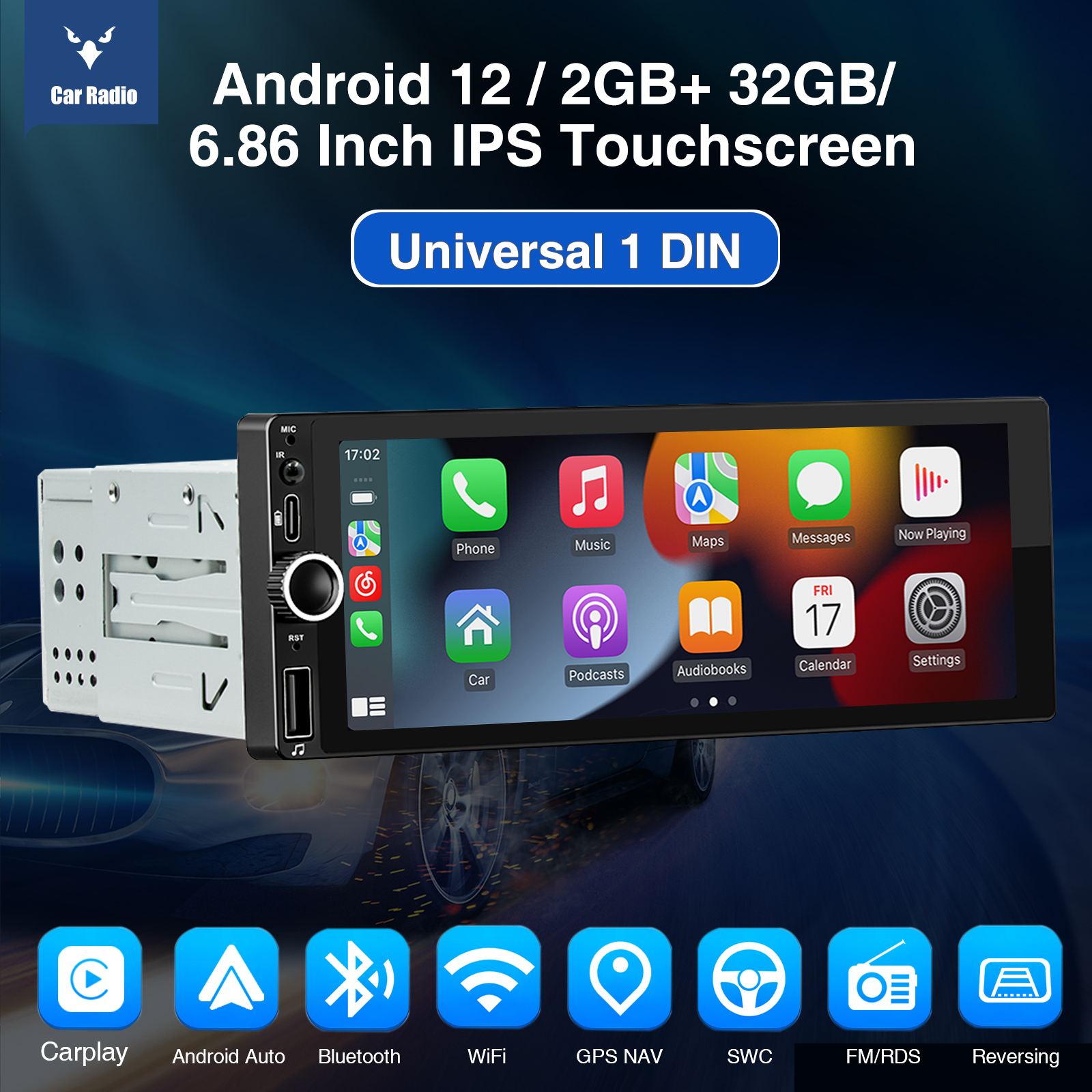 Novsight 1 Din 7 inch Android 12 Car player Radio 2+32GB Touch Screen ...