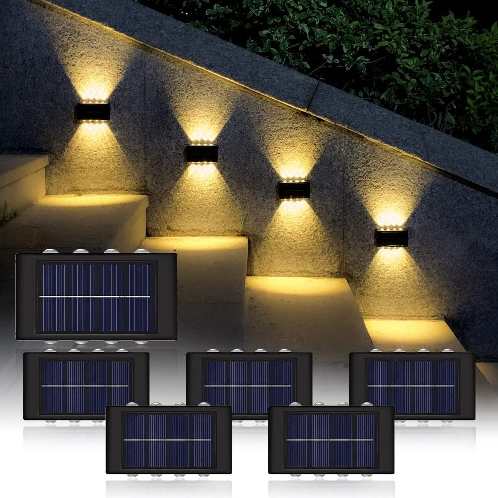 6/8/10 LED Solar Up And Down Wall Lights, Outdoor Waterproof LED Step ...