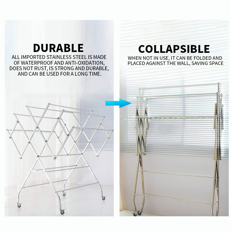 URYAN 79 Inches Stainless Steel Clothes Drying Rack Heavy Duty Laundry Drying Rack Folding Indoor Outdoor Portable Drying Rack Clothing Freestanding Laundry Stand With 20 Windproof Hooks