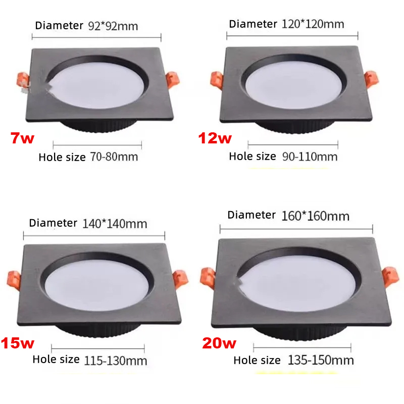 LED Slim Square Pinlight Downlight 7W 12w 15w 20w Recessed Grill ...