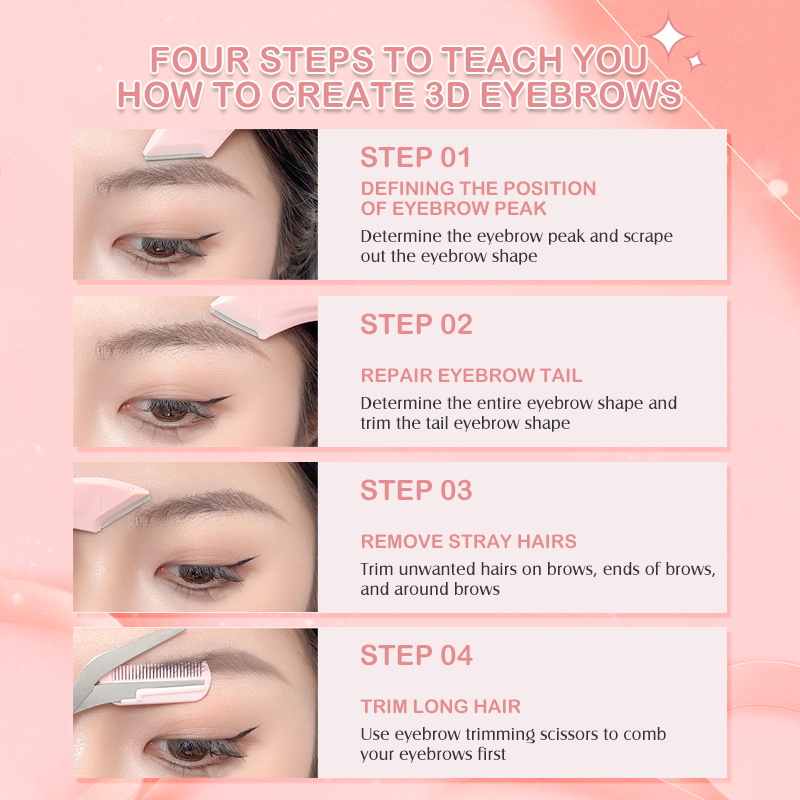 Practical Eyebrow Trimming Set Anti-Scratch Portable Eyebrow Scissors ...