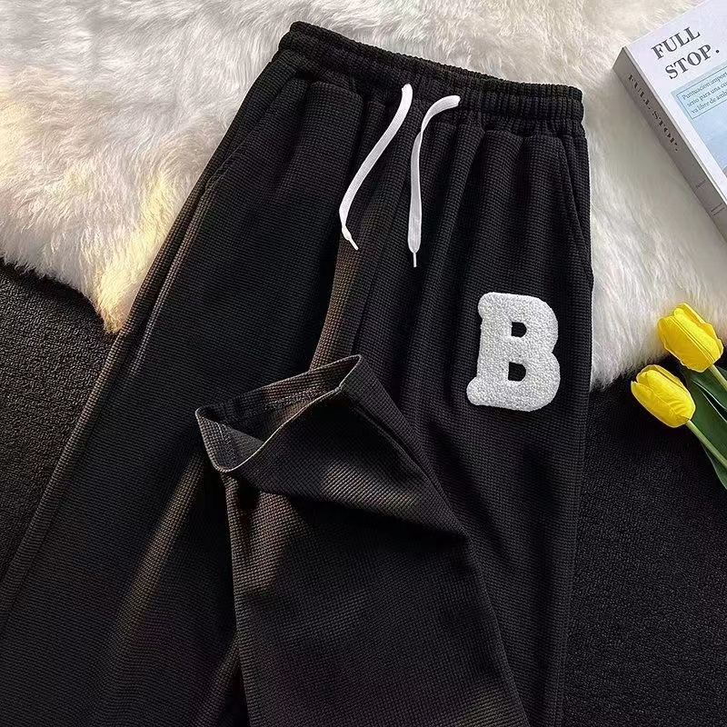 Ecokauer B Pants Loose Straight Cut Pants Korean Sweatpant Wide Leg Baggy Sweat Pants For Women 0785