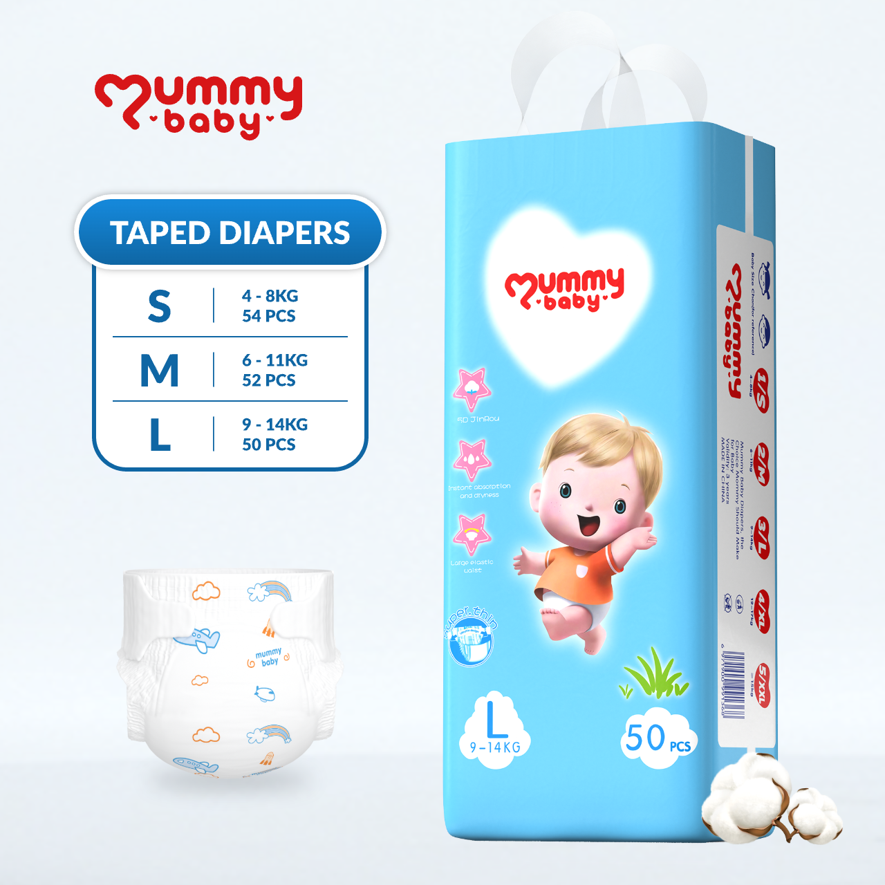 MummyBaby Diapers pants/taped diapers RANDOM DESIGN Ultrathin M-XXL ...