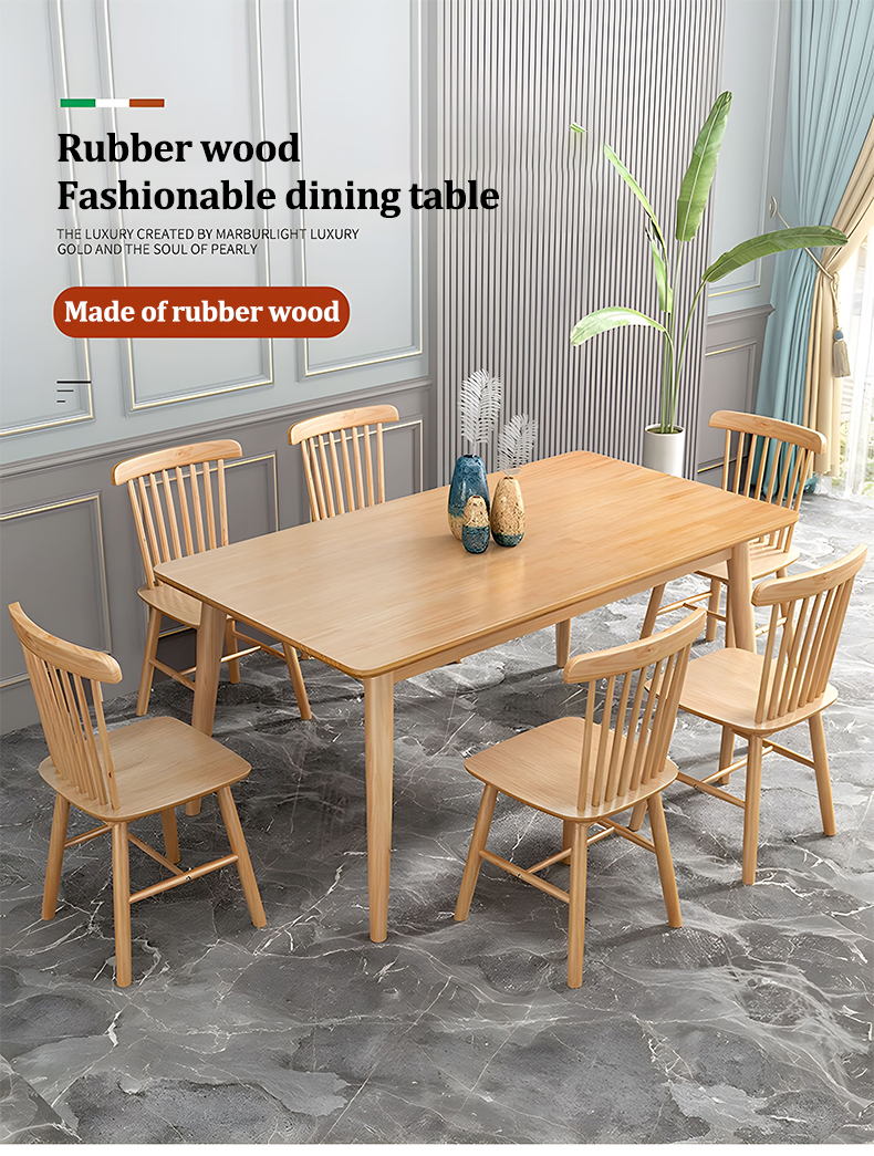 Dreame Soild Wood Dining Table Set 4 Seaters Suit 4-6 Chair Home Small ...