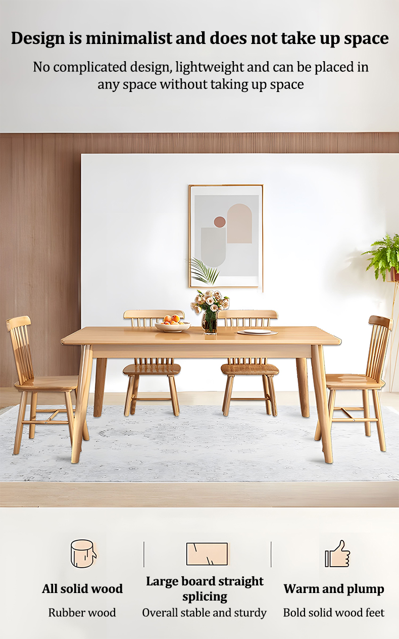 Dreame Soild Wood Dining Table Set 4 Seaters Suit 4-6 Chair Home Small ...