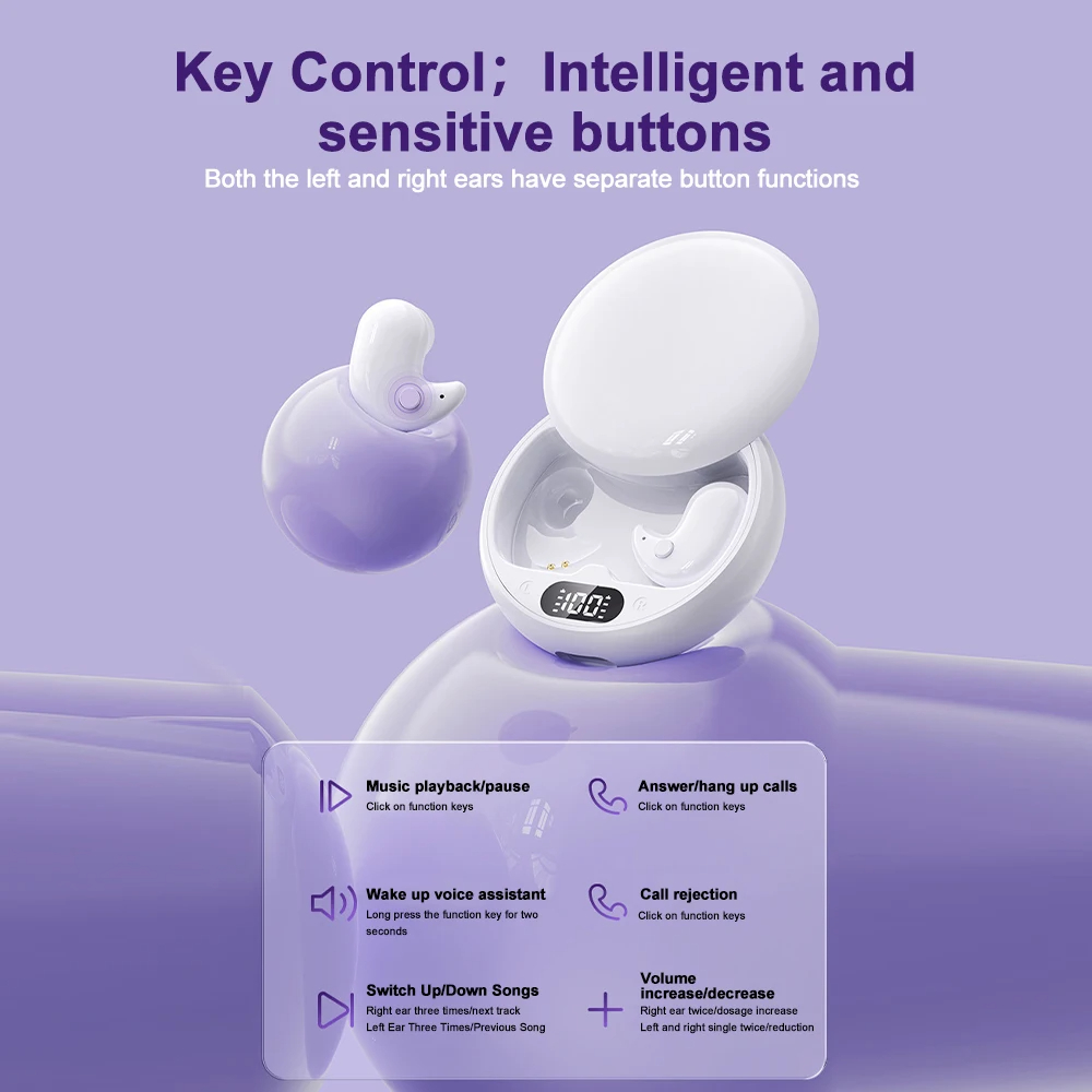 Sleep Earbuds Tiny Mini Invisible Headphones Hidden Noise Reduction TWS ...