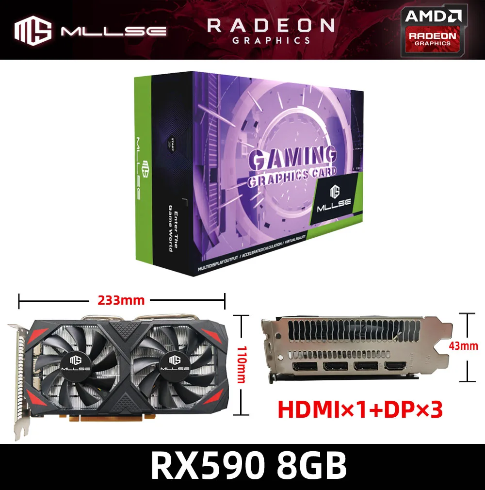 MLLSE AMD RX 590GME 8GB 2304SP Graphics Cards GDDR5 256Bit PCI Express ...