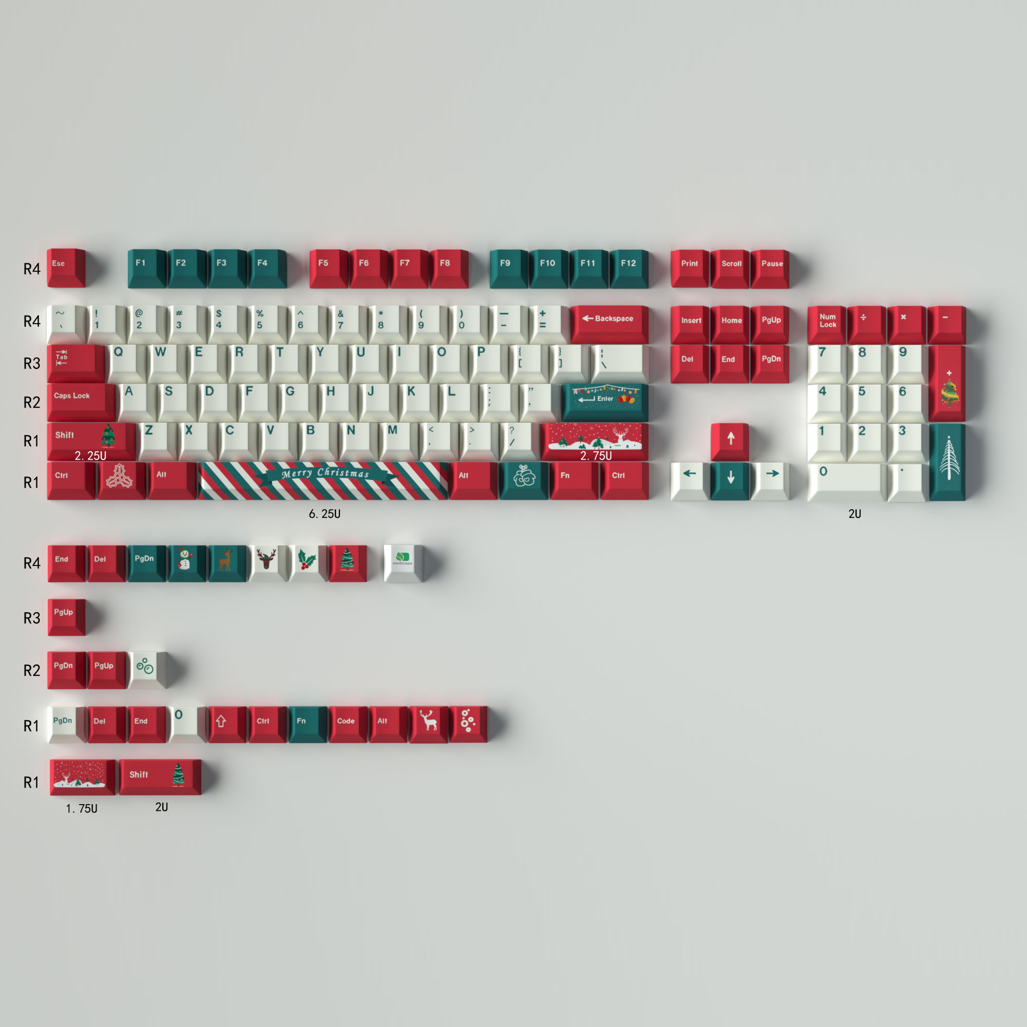Christmas themed complete set PBT Dye sublimation cherry profile ...