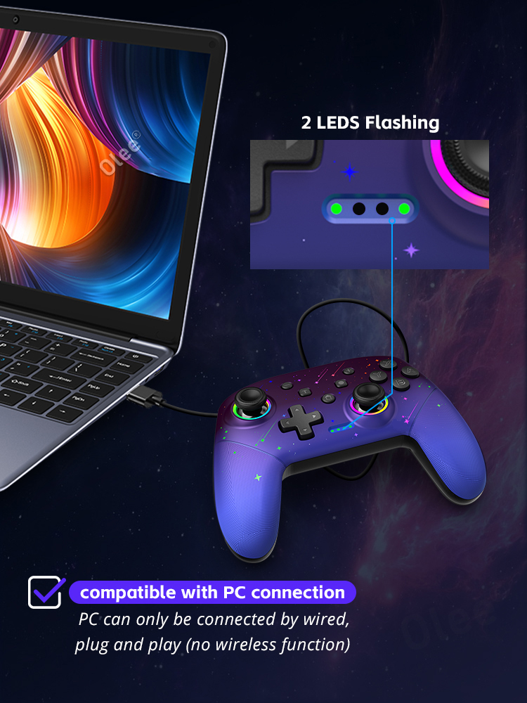 Switch Controller, LED Star Wireless Pro Controller for Switch/Lite ...