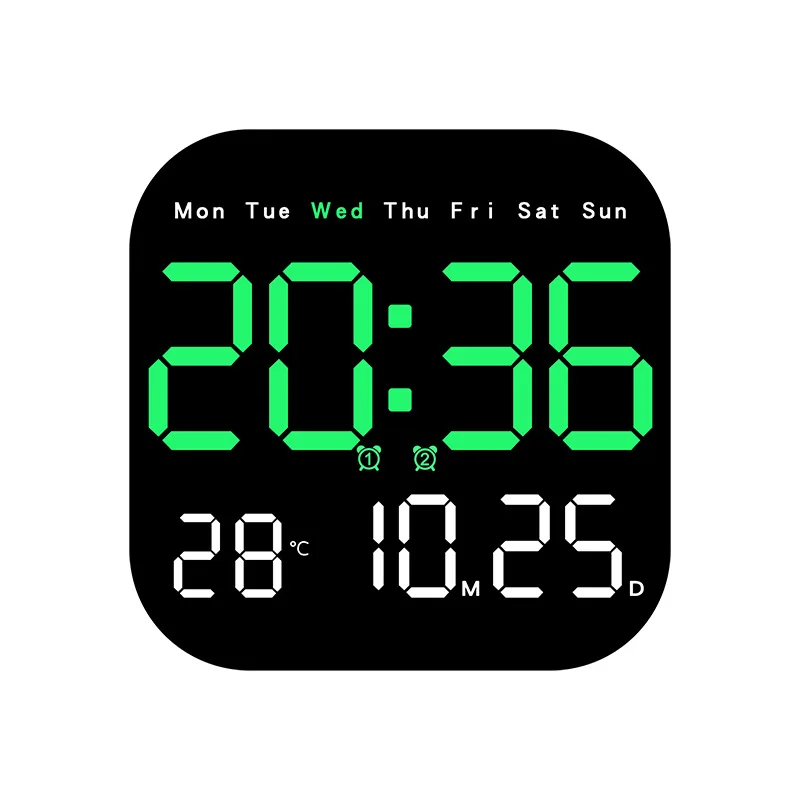 LED Digital Wall Clock Large Screen Time Temperature Date Week Display ...
