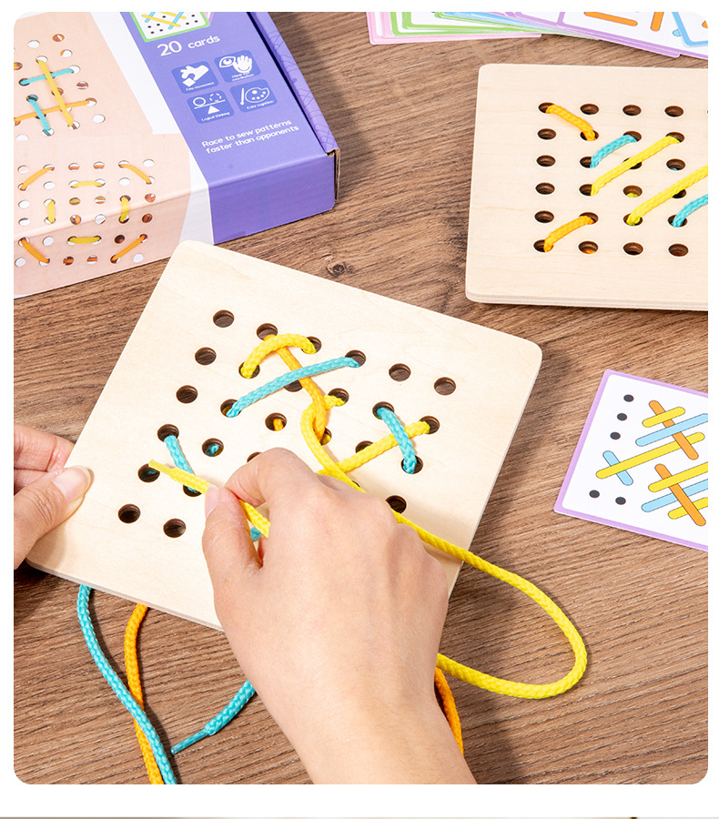 Threading Toys for Toddler, Wooden Lacing Card for Kids Matching ...