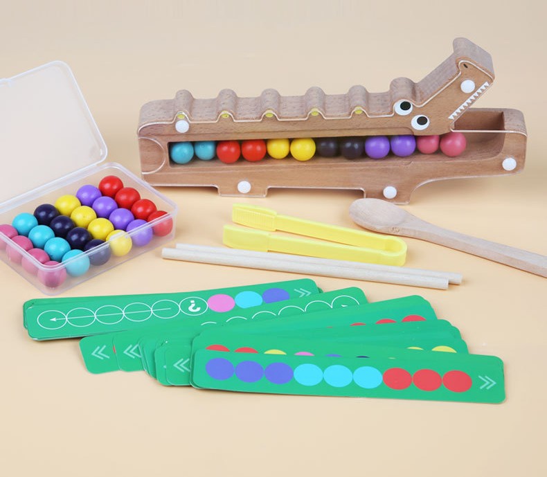 Montessori Color Matching Games Wooden Beads Game Fine Motor Skill Game ...