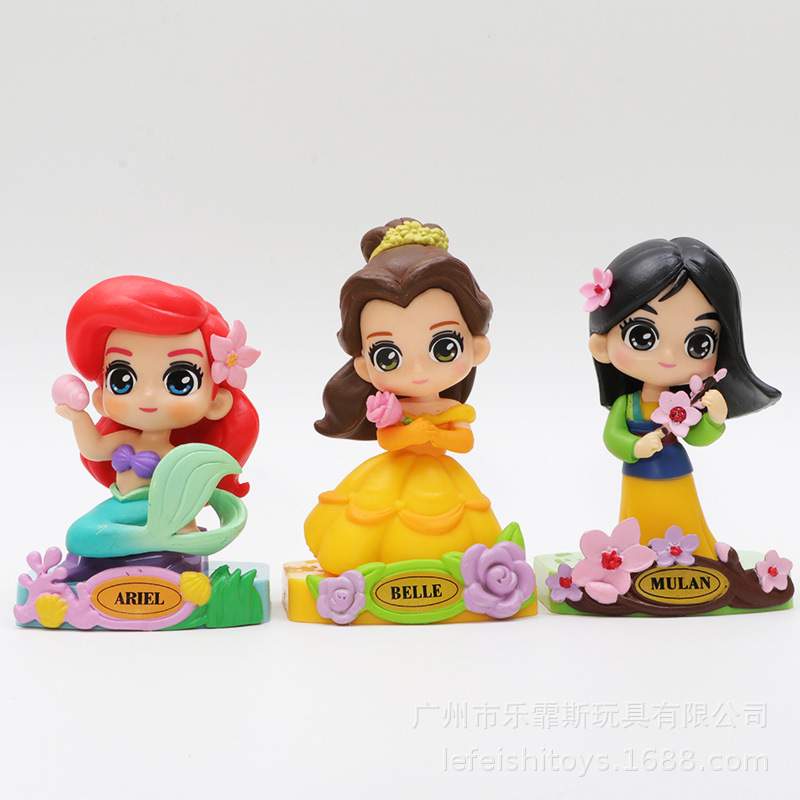 9Pcs/Set 10cm Disney Princess Snow White Cinderella Ariel Belle Jasmine ...