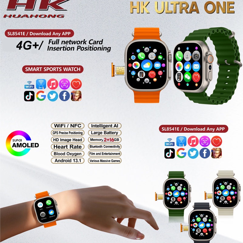 2024 Top AMOLED HK Ultra ONE Smart Watch With Sim Slot And Wifi Camera ...