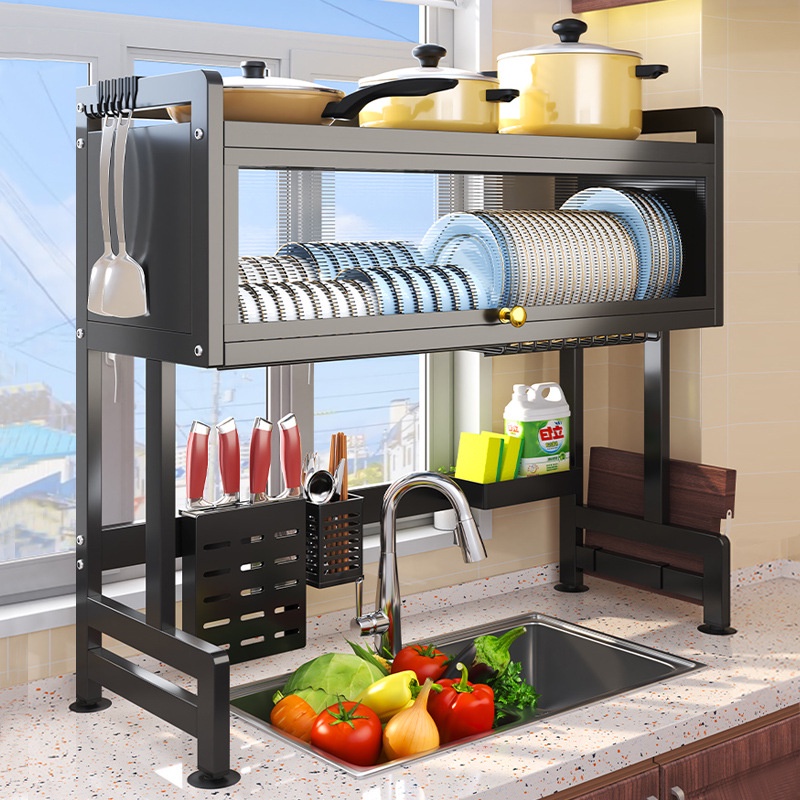 LOWEST PRICE Dish Cabinet Rack Sink Rack With Cover Drying Storage ...