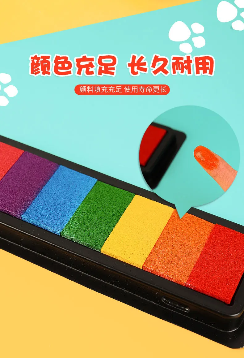 Kindergarten Creative Palm Finger Paint Ink Pad Diy Printing Station 7 ...