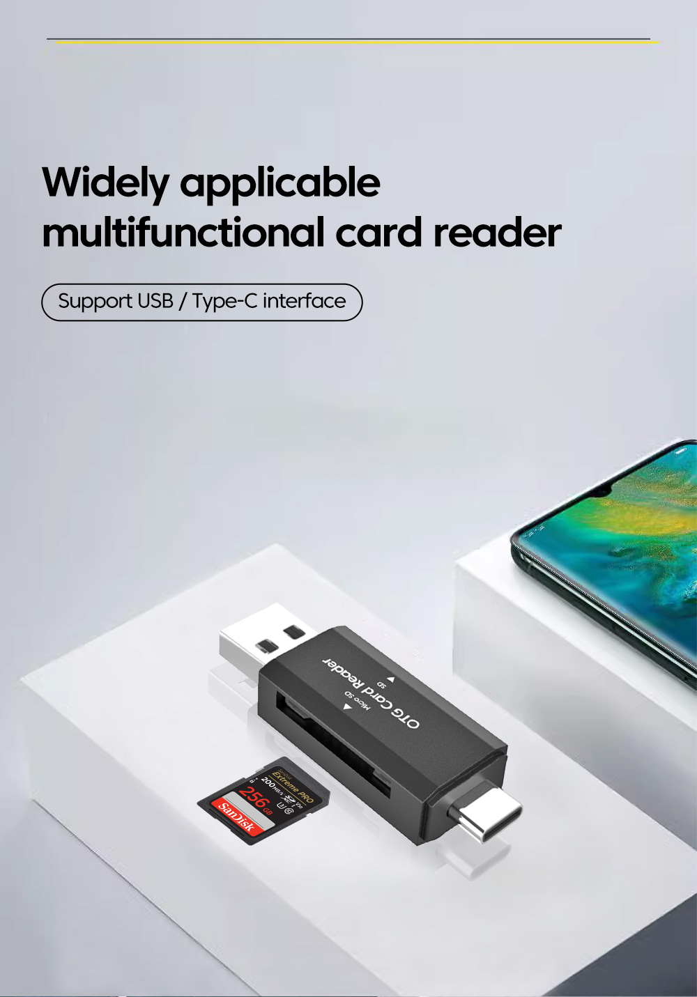 Type C SD Card Reader TF 2 in 1 USB2.0 OTG High Speed Smart Adapter ...