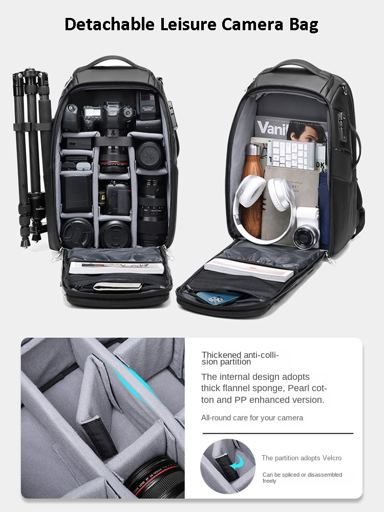 OUTWALK Waterproof Shockproof Double Shoulder Camera Backpack ...