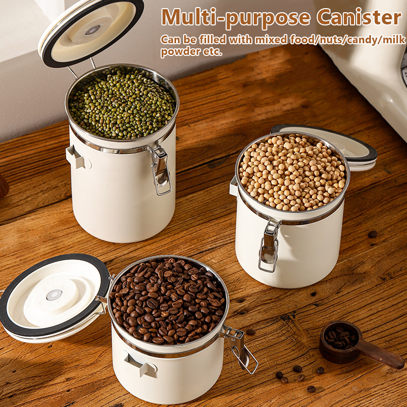 【Ship in 24h】Coffee Bean Container with Scoop Sealed Stainless Steel