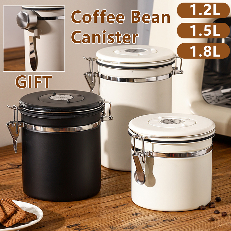 【Ship in 24h】Coffee Bean Container with Scoop Sealed Stainless Steel