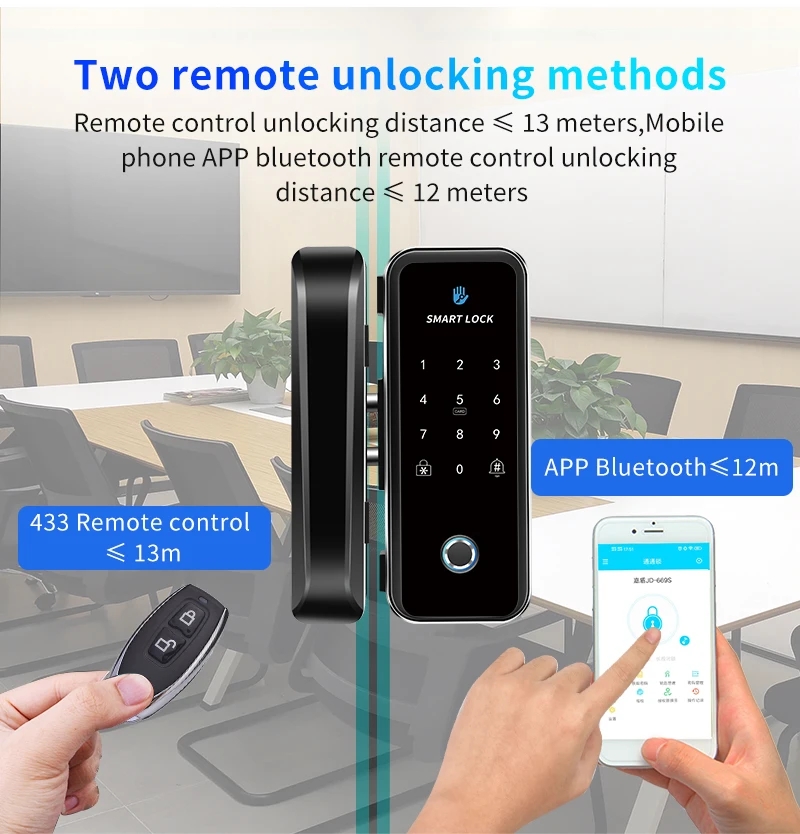 Bluetooth TTLOCK Smart Lock For Glass or Wooden Door Sliding Door ...