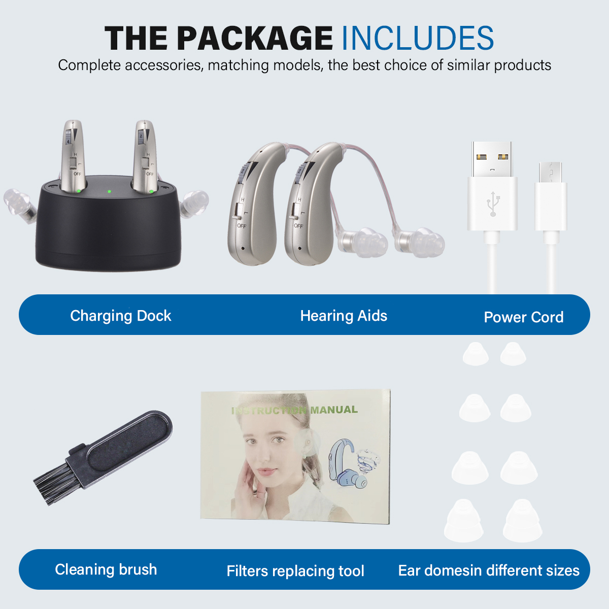 Digital Rechargeable Hearing Aid Adjustable Behind the Ear Hearing ...