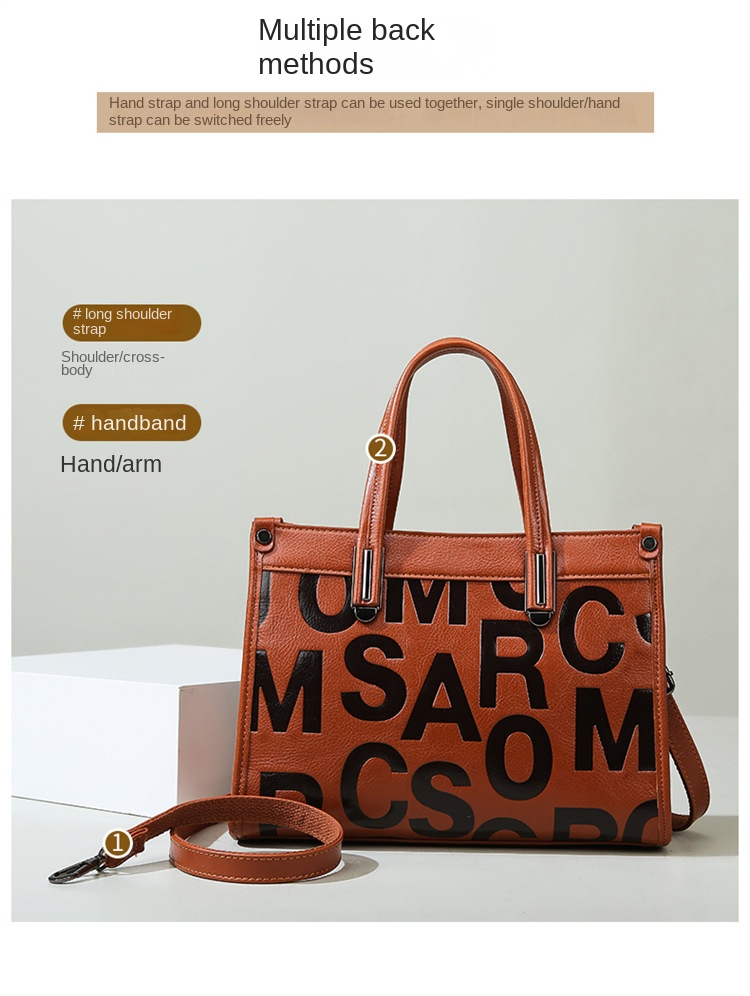 New Trendy Letter Design Tote Bag Ladies Commuter Waterproof Business ...