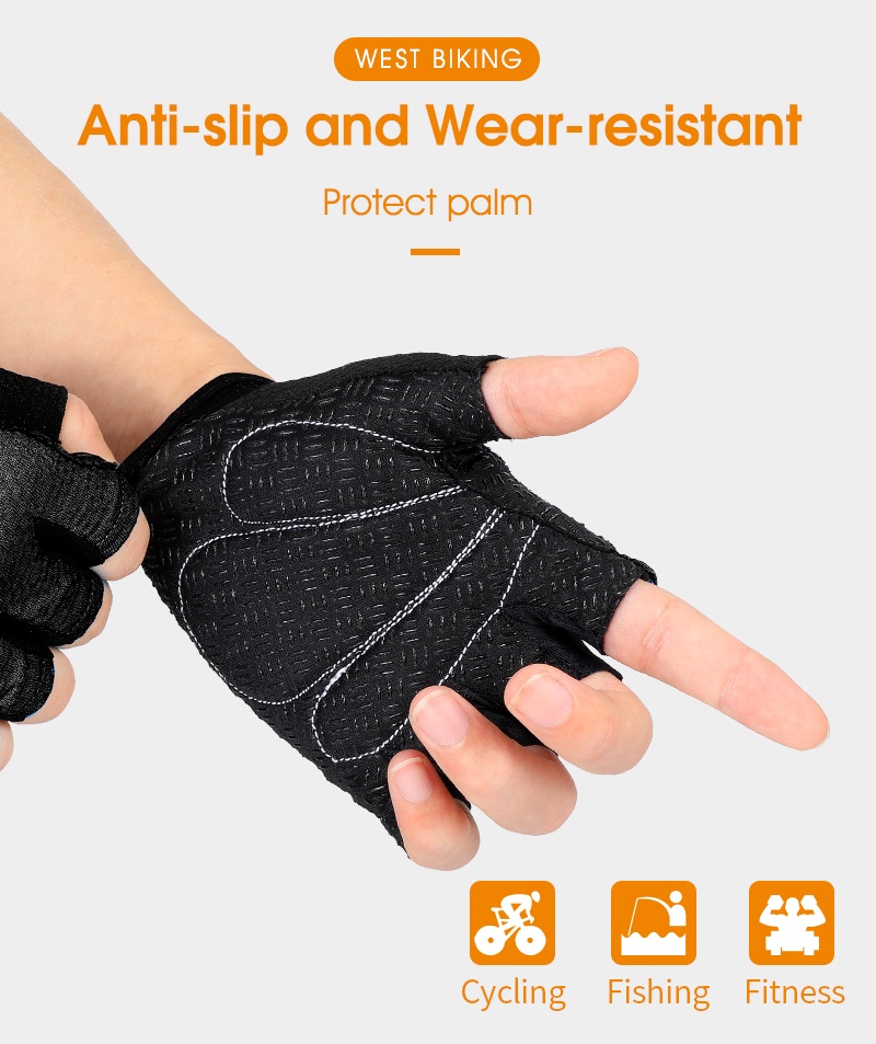 WEST BIKING Anti Slip Half Finger Riding Cycling Gloves Bike Gloves ...