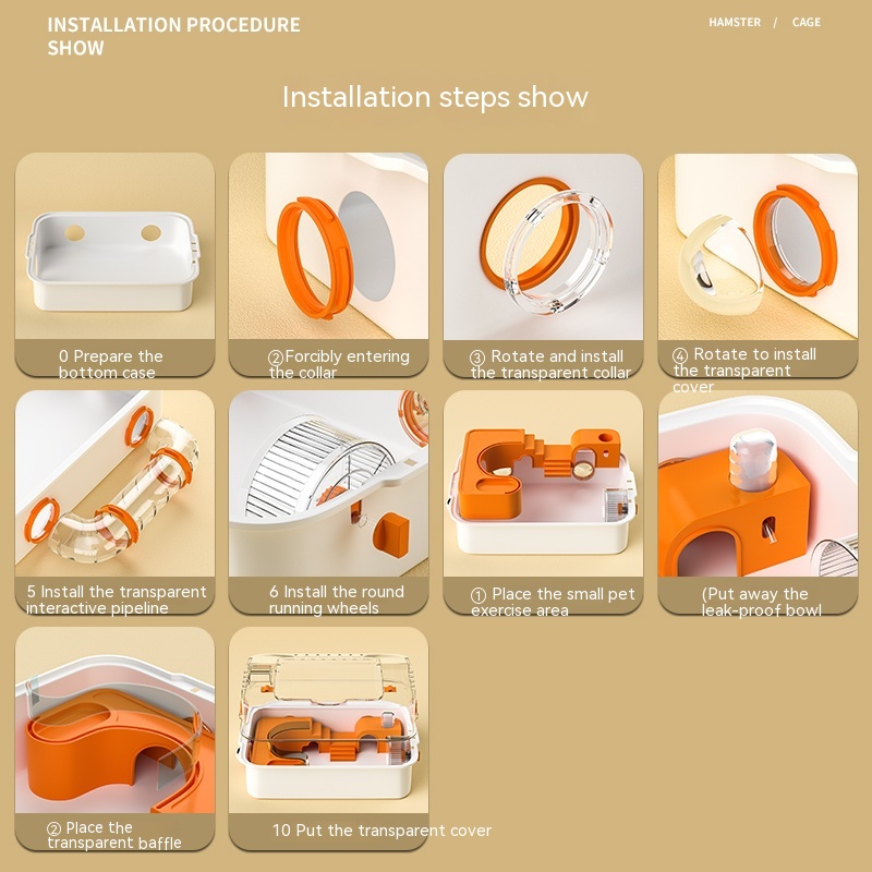 Image showcasing High-value Hamster Cage Oversized Villa Hamster Special Cage Golden ...