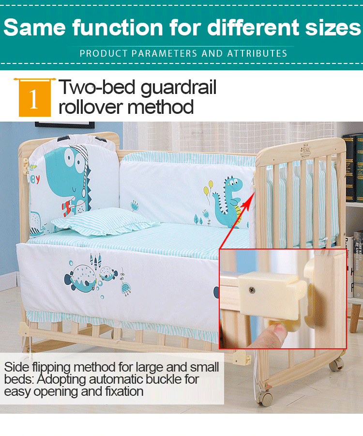 Solid wood crib Solid wood multifunctional cradle bed Variable desk ...