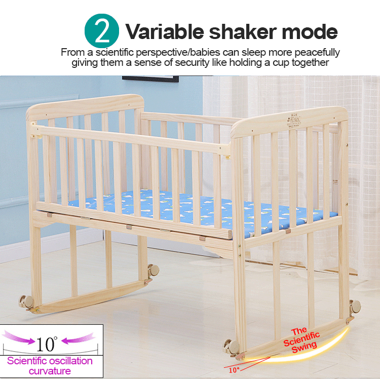 Solid wood crib Solid wood multifunctional cradle bed Variable desk ...