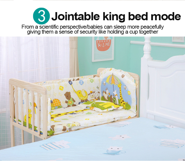 Solid wood crib Solid wood multifunctional cradle bed Variable desk ...