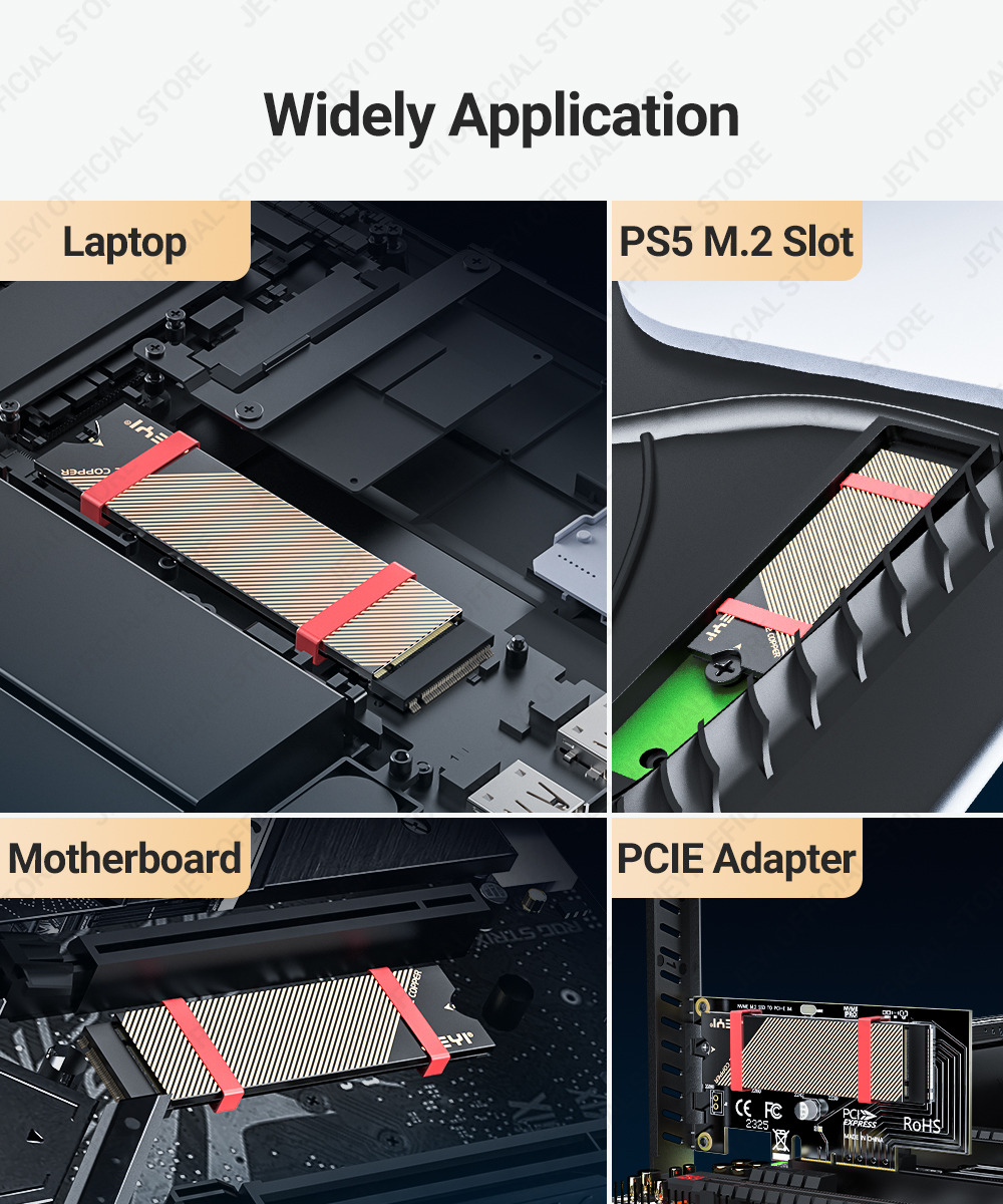 JEYI M.2 Copper SSD Heatsink with Graphene Layer, M2 NVMe NGFF 2280
