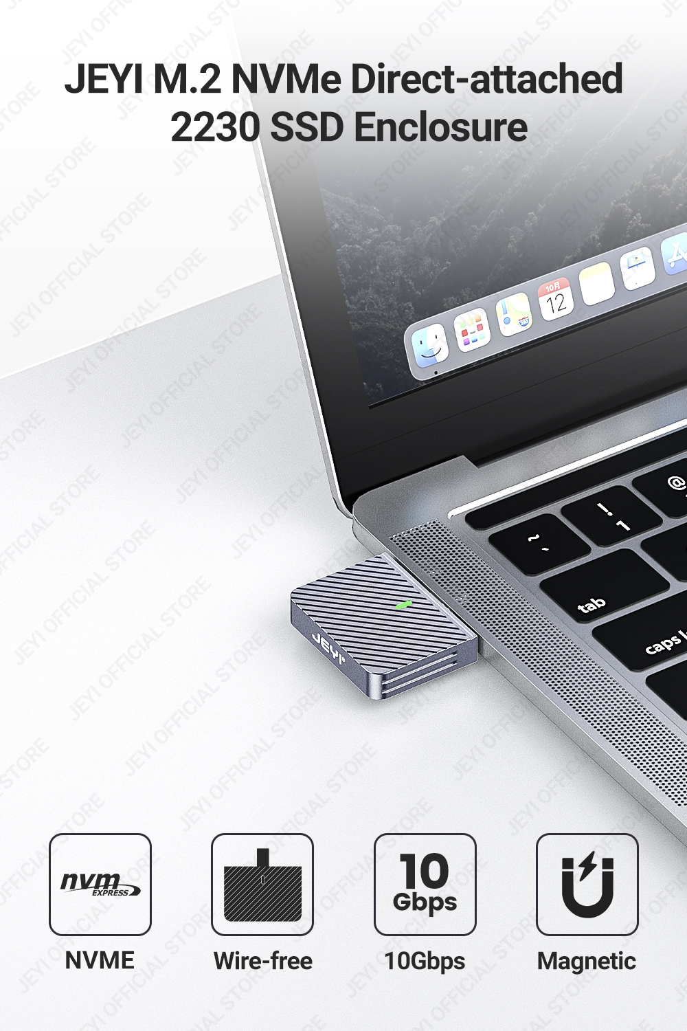 JEYI 2230 M.2 NVMe Direct-attach SSD Enclosure, USB 3.2 10Gbps In-line ...
