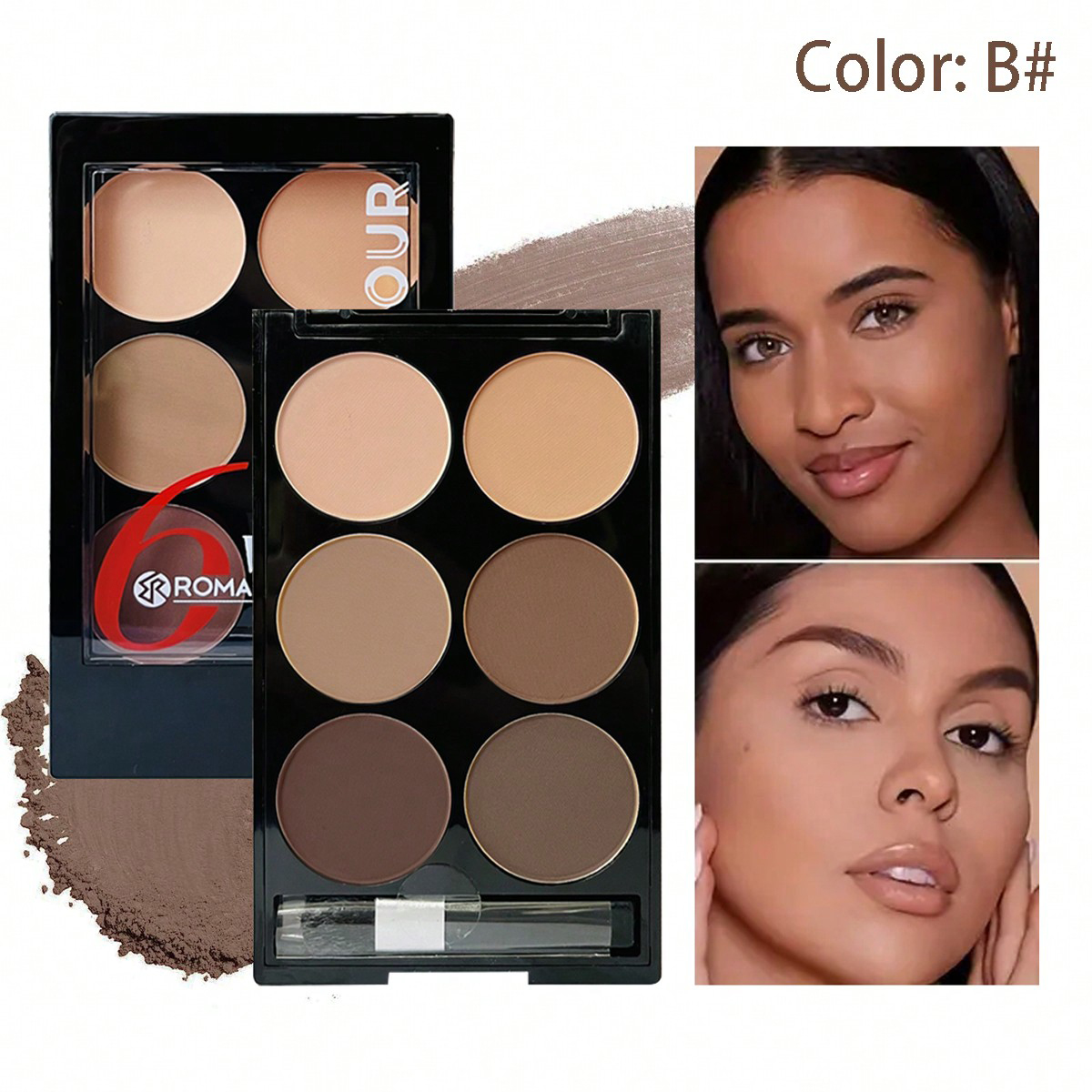 6-Color Matte Contour Powder V-FACE Compact Shadow Powder | Shopee ...
