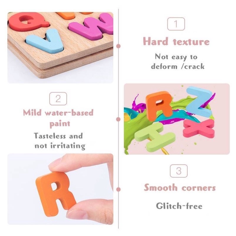 ABC Alphabet Digital Puzzle Wooden Toys Kid Number Letter shape ...