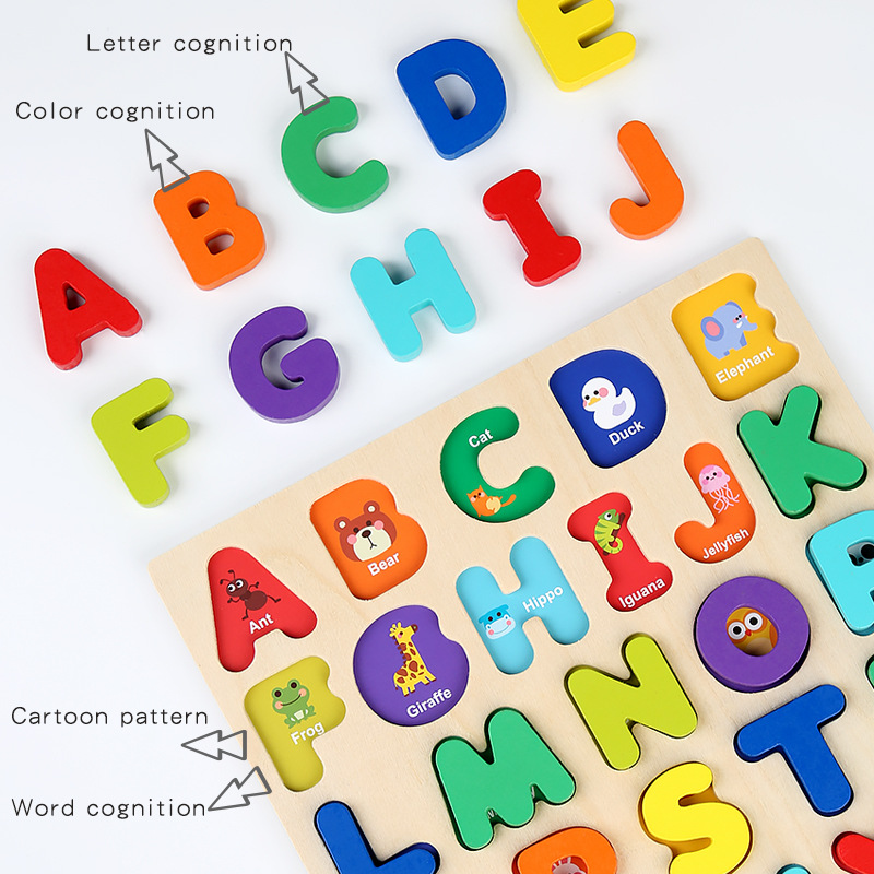 ABC Alphabet Digital Puzzle Wooden Toys Kid Number Letter shape ...