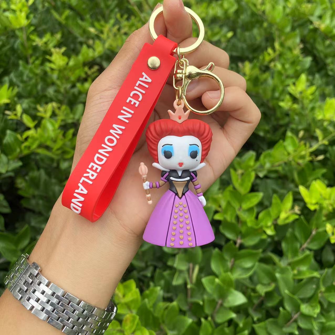 Alice in Wonderland Keychain Cartoon Alice Mad Hatter Cheshire Cat Red ...