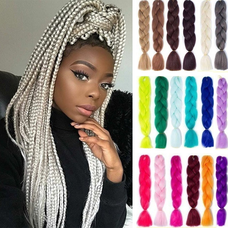 Hair Extension Braids Women Wig Gradient Colored Synthetic Fiber Long ...