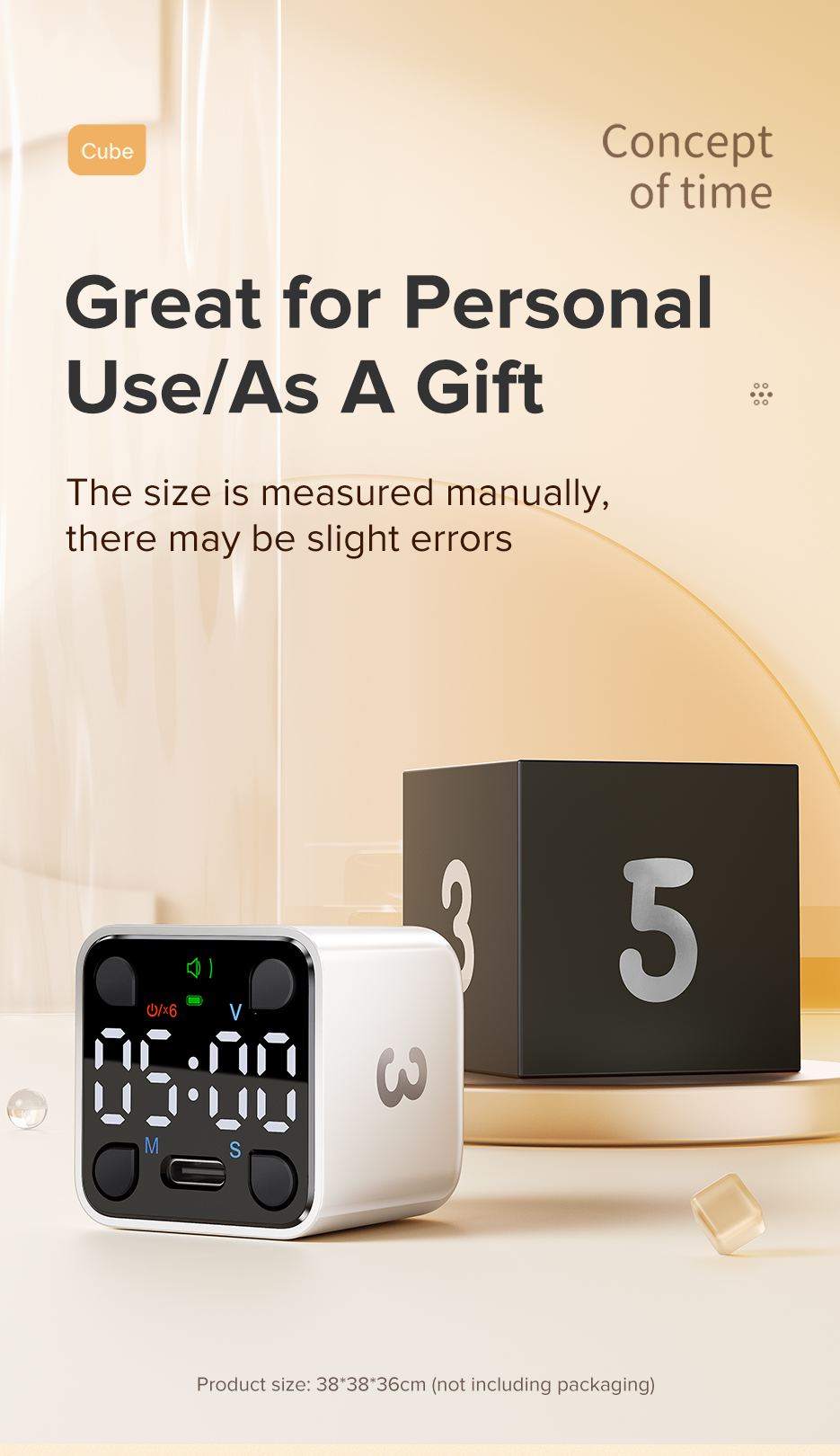 LLANO Mini Ticktime Digital Pomodoro Timer Manual Cube Countdown Time ...