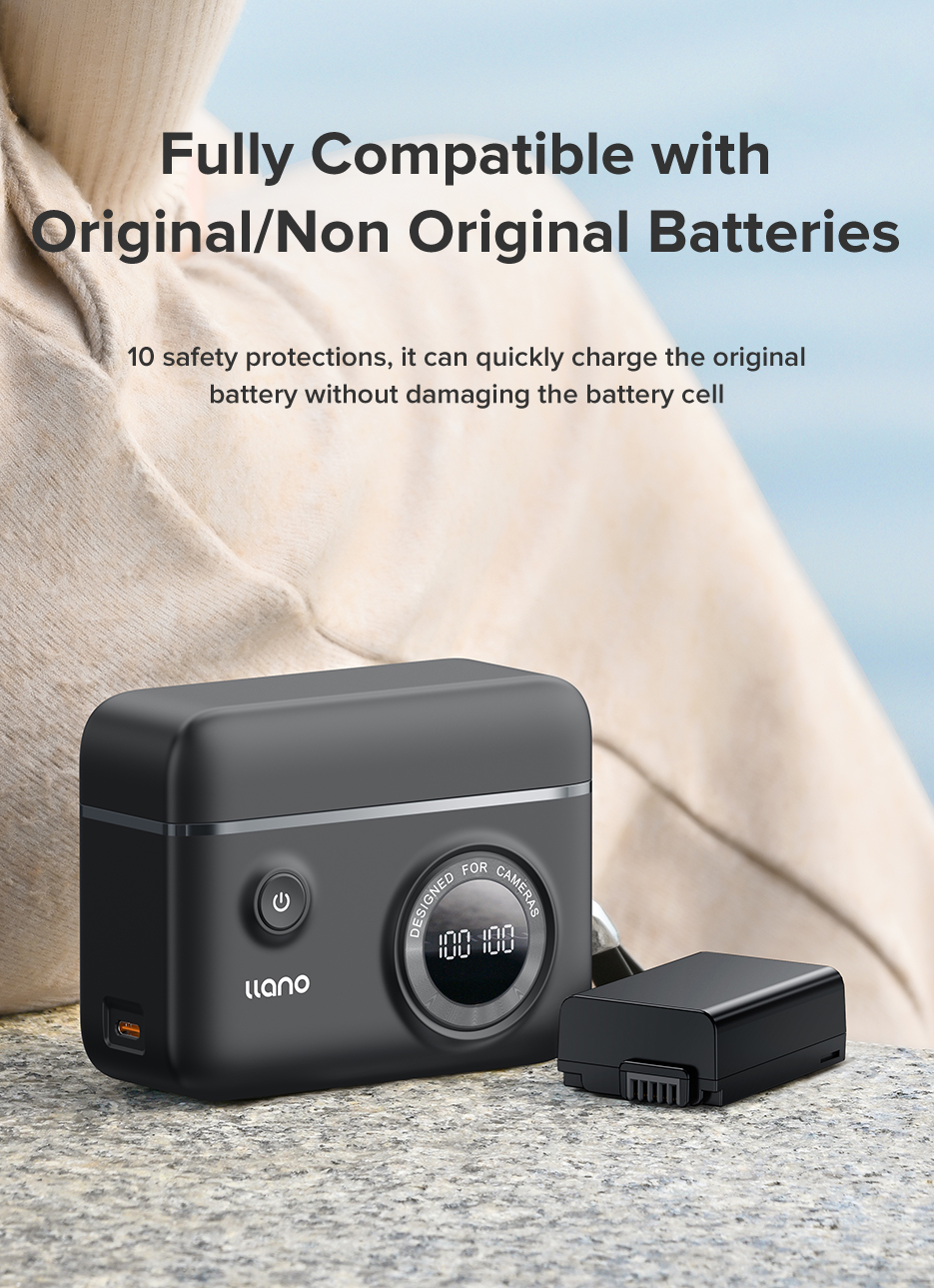 Caricabatterie Doppio Slot Llano PD 20W Per Nikon EN-EL25 – Ricarica Veloce, Alluminio CNC, Display LED Per Z50, Z30 E ZFC