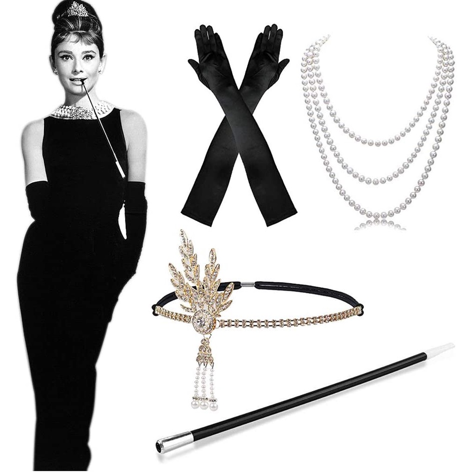Ready Stock Vintage Dress Up 1920s Clothing Women s Accessories Women s Flapper Accessories Dress Sets 1920s Great Gatsby Accessories Accessories Clothing Accessories Women s Dress Sets Black Gloves P...