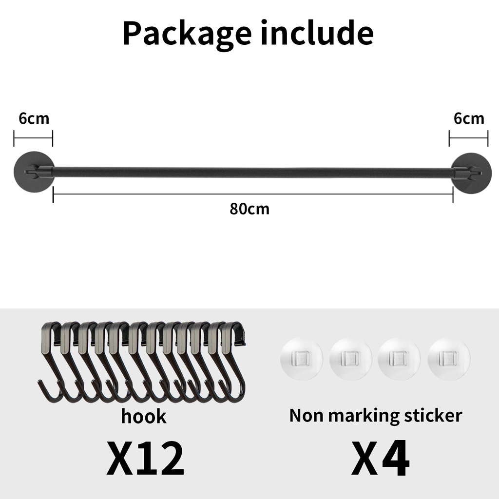 Harbour Life Kitchen Hanging Rack with 12 Hooks Wall Mounted adhesive ...